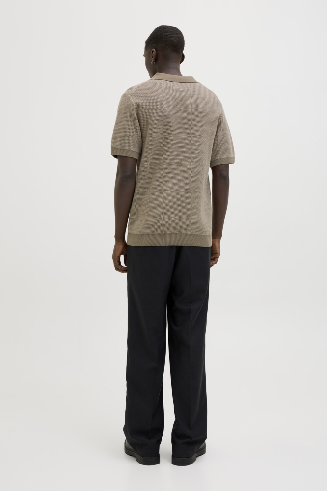 JPRCCEASTON KNIT SPLIT NECK SS SN 12273012 Rain Drum
